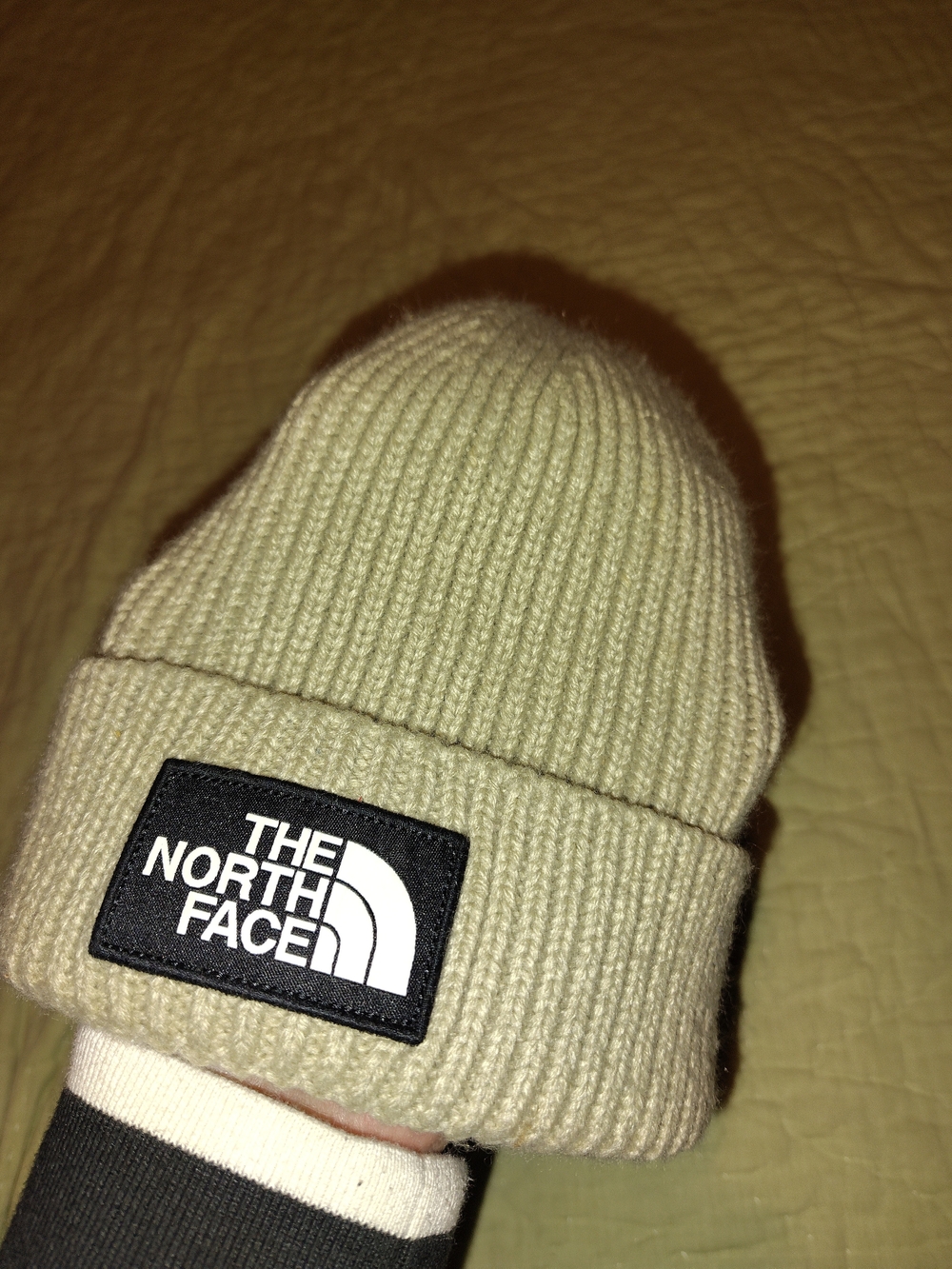 The North Face Cream Ribbed Cuff Beanie